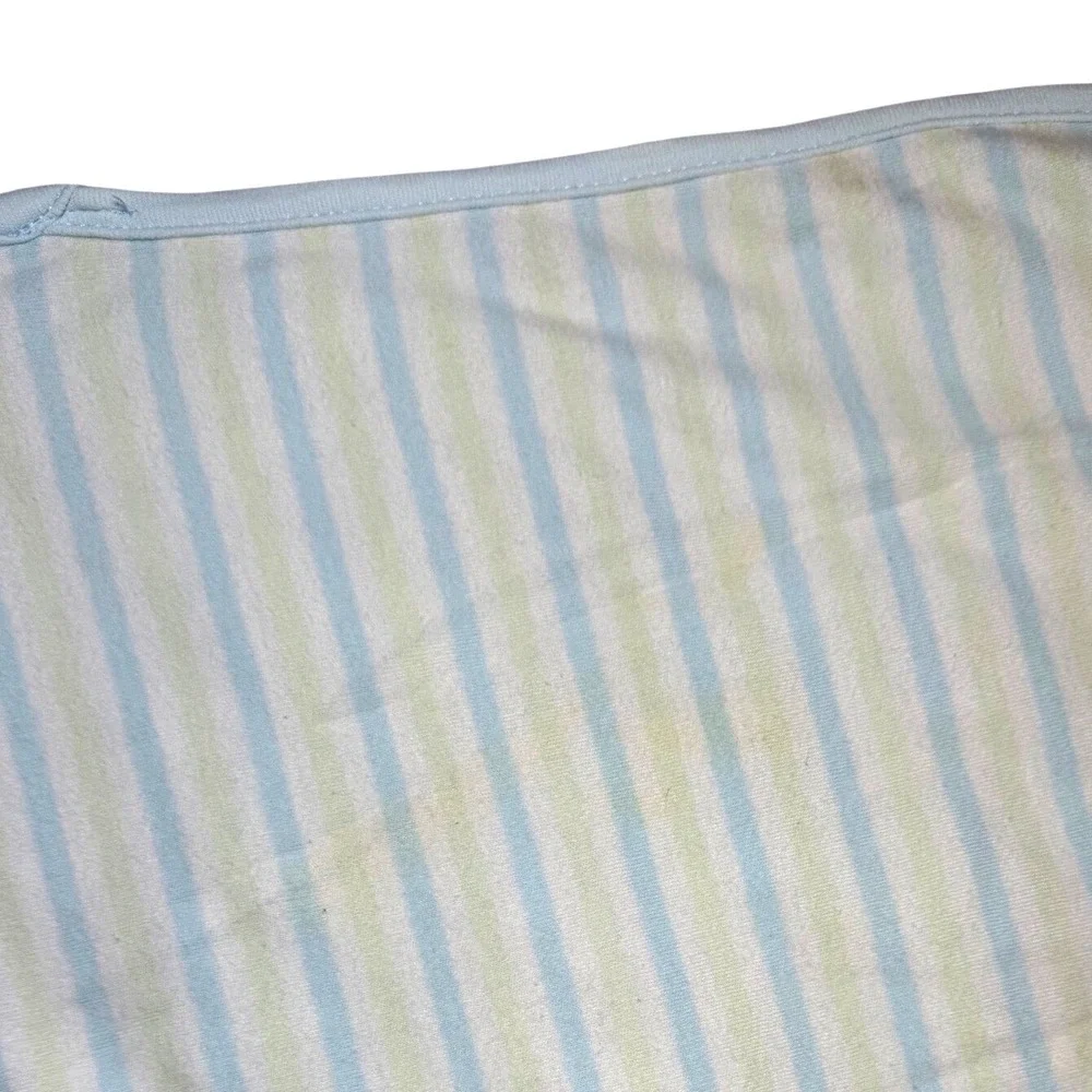 Little Me Baby‎ Blanket Blue Green Striped Giraffe Embroidered Cotton Lovey